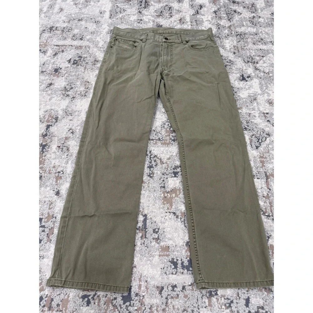 Polo Ralph Lauren Mens 34x30 Olive Green Cotton Straight Leg Pants RL Logo Twill